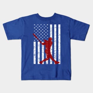 Red White and Baseball Dinger Patriotic American Flag Special Kids T-Shirt